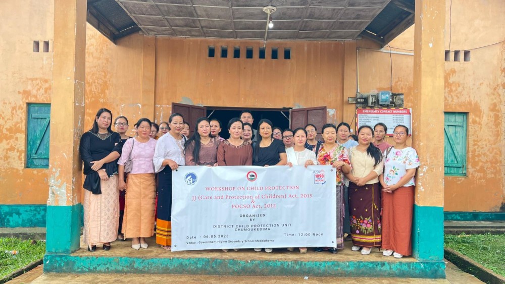 Officials during the workshop on child protection held at Government Higher Secondary School, Medziphema on May 13.